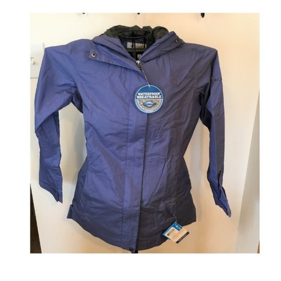 Columbia Jackets & Blazers - LAST ONE Columbia Blue Rain Coat Utility Jacket Womens EXS Omni-Tech Nylon SMALL